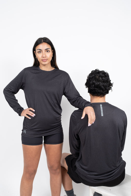 iAthletic Performance Long Sleeve Tee - Black Marle